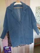 Kurtka z Alpaka piękna niebieska ze wzorem