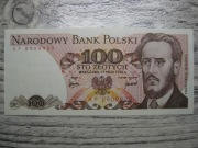 BANKNOT PRL 100 ZŁOTYCH 1976 ROK SERIA AP LUDWIK WARYŃSKI UNC