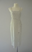 Zara biała lniana ołówkowa sukienka midi len kropki 36 S