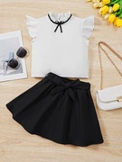 Komplet, strój galowy spódniczka czarna, bluzka dziewczynka r. 116/122