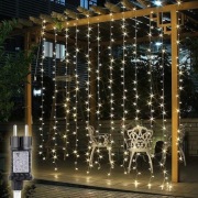 SALCAR Kurtyna LED 3x3m 300 LED Ciepła Biała 8 Trybów