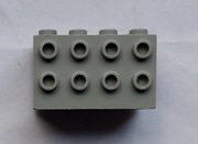 Lego 2434 Klocek jasnoszary 2 x 4 x 2 z wypustkami 4162