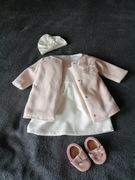 Komplet do chrztu, rozmiar 68,Lana baby, Sukienka, plaszczyk, buciki