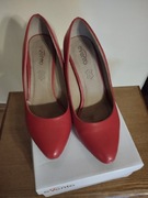 Buty szpilki w kolorze koralowo malinowym