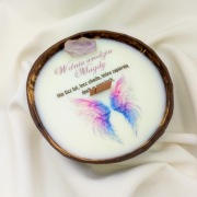 Świeca w kokosie z naturalnym ametystem /Prezent na urodziny