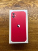 Oryginalne pudełko po iPhone 11 w kolorze (PRODUCT)RED, wersja 64 GB.