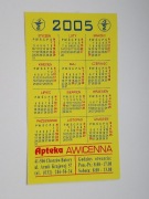Kalendarzyk listkowy NAKLEJKA - 2005 - Apteka Awicenna Chorzów