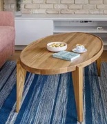 Stolik kawowy BONTRI z litego dębu olejowanego w kształcie elipsy