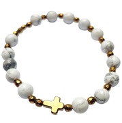 BRANSOLETKA RÓŻANIEC NA RĘKĘ DAMSKA DZIESIĄTKA KRZYŻ Z KAMIENI HEMATYT