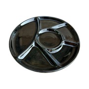 Nowy, czarny talerz dzielony do przystawek, Niemcy lata 90.