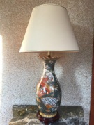 Japońska Lampa Nocna Ceramika Satsuma Ręcznie Zdobiona Orientalna 