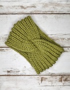 Szeroka gruba opaska na głowę oliwka 