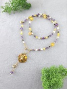 Naszyjnik Violet Charm z kamieni naturalnych i stali UNIKAT