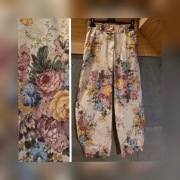Spodnie kwiaty beżowe premium italy NOWE 