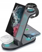 Indukcyjna stacja ładowania bezprzewodowa 20W ZHIKE 4w1 Android iOS