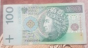 Banknot 100zł niski nr seryjny FX 0000454