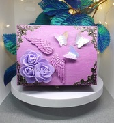 PREZENT Szkatułka dekoracyjna HANDMADE – kwiaty i  motyle