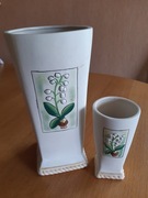 Wazon ceramiczny duży biały z motywem kwiatowym