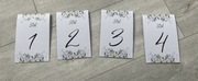 Składane numery stołów 1 - 4, wesele