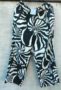 H&M czarno białe lniane luźne spodnie 40/42