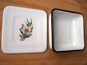 Pojemnik metalowy emaliowany z pokrywką 145x145