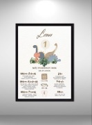 Prezent na roczek personalizowany metryczna dinozaury pamiątka ramka a4