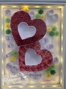 Walentynki - Obrazek Quilling Serce w ramce z podświetleniem LED