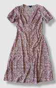Wednesday's Girl rozpinana sukienka midi krótki rękaw brąz/róż  40