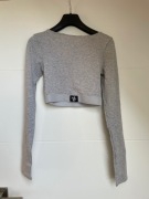 Koszulka, crop top, bluzka z długim rękawem w szar