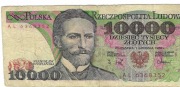 BANKNOT 10000 ZŁ S. WYSPIAŃSKI z 1988 r Nr AL 6368352