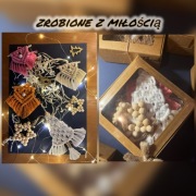 Makramowa ozdoba świąteczna 8x8 cm – rękodzieło, zestaw 4 szt., boho