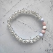 Błyszcząca bransoletka 8 mm flaga transgender LGBT lgbtq minerały rozmiary