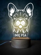 Lampka LED drewniana bukowa - BULLDOG FRANCUSKI! Personalizacja!