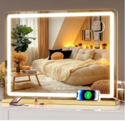 Hasipu lustro LED 58x48 cm złote dotykowe