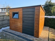 Domek narzędziowy/ogrodowy 3x3 ZŁOTY DĄB, GRAFIT, OKNO, RYNNA, PROFIL