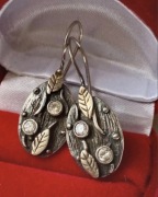 Stare kolczyki srebrne listki na biglu srebro vintage retro