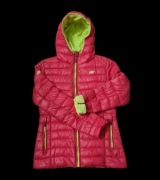 4F kurtka damska puchowa pikowana malinowy róż żółty kaptur M/L jak NOWA
