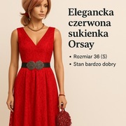 Czerwona koronkowa sukienka rozkloszowana Orsay | Rozmiar 38