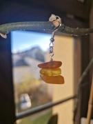 BURSZTYN BAŁTYCKI KOLCZYKI I ZAWIESZKA Z KRAWATKĄ  STAL SZLACHETNA