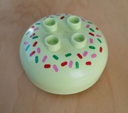 LEGO Duplo ciastko lody gałka żółtawo-zielony z wzorem posypki 98220pb06