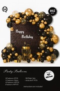 Zestaw Balonów 105 szt. Czarny Złoty – Girlanda Balonowa Urodziny Party