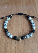 Bransoletka jaspis dalmatyńczyk,agat,hematyt