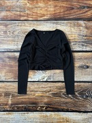 Sinsay krótka bluzka damska czarna z długim rękawem rozmiar S basic nowa