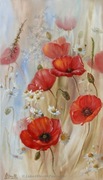 Kwiaty Maki Impresja, obraz olejny, Lidia Olbrycht