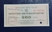 Depozytowy Bon Rewaloryzacyjny 500 zł - 1982 - SUPER STAN