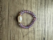 Pierścionek z koralików szklanych i perła słodkowodna hodowlana