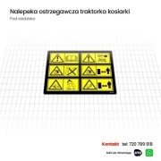 Nalepka / Naklejka ostrzegawcza traktorka kosiarki