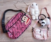 Zestaw torebek dla dziewczynki Królik Małpka  nauszniki Panda 