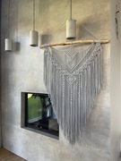 Duża szara makrama ścienna ozdoba boho