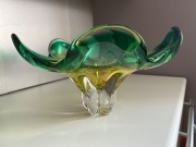 Piękna patera Bohemia kolorowe szkło kryształowe